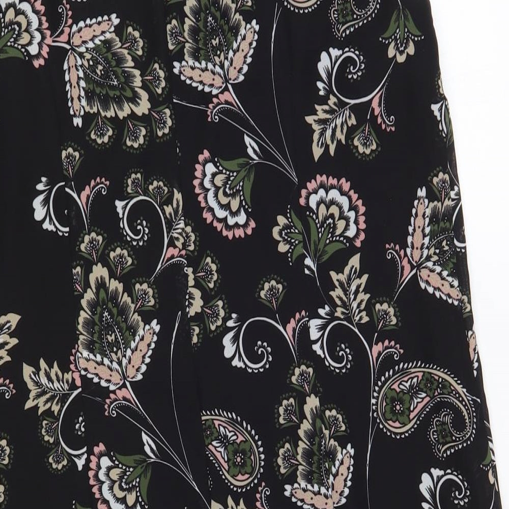 F&F Womens Black Paisley Polyester A-Line Size 12 V-Neck Pullover