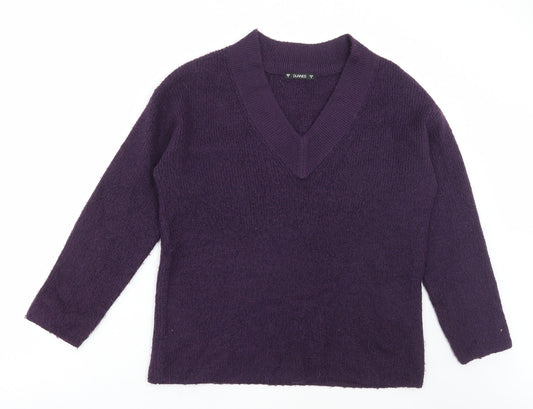 Dunnes Stores Womens Purple V-Neck Acrylic Pullover Jumper Size 8