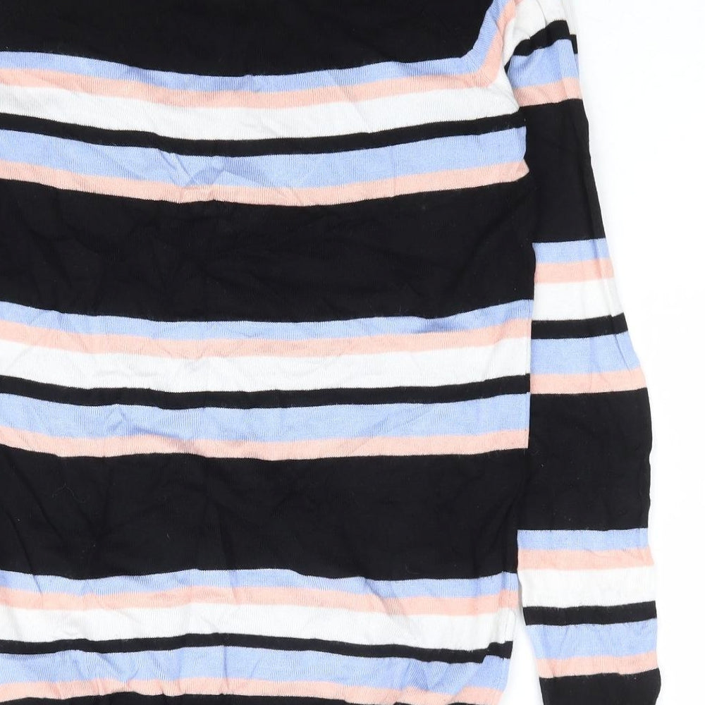 F&F Womens Multicoloured V-Neck Striped Viscose Pullover Jumper Size 10
