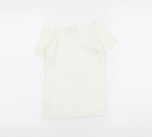 Primark Womens White Viscose Cropped Blouse Size 12 Square Neck