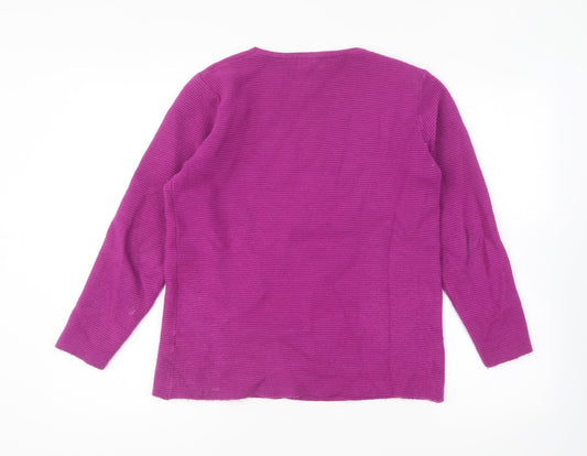 BASSINI Womens Purple Round Neck Viscose Pullover Jumper Size M