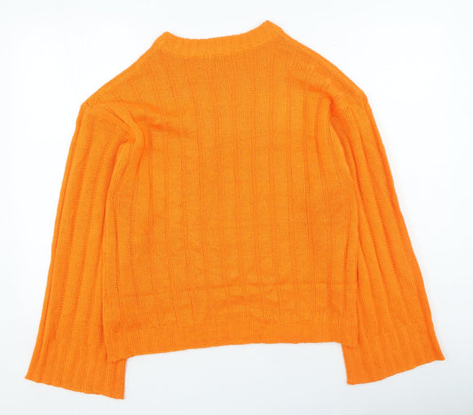 Boohoo Womens Orange High Neck Acrylic Pullover Jumper Size M