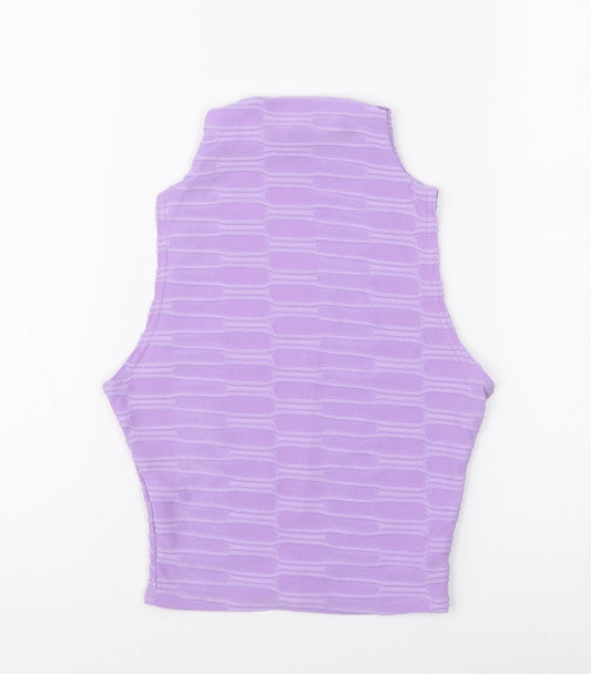 SheIn Womens Purple Polyester Basic Tank Size 8 High Neck