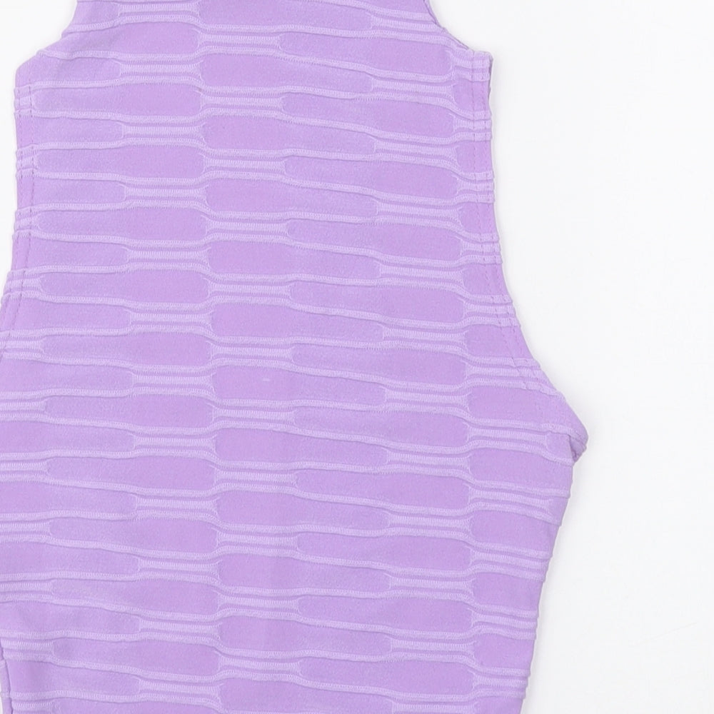 SheIn Womens Purple Polyester Basic Tank Size 8 High Neck