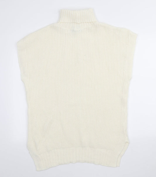I SAW IT FIRST Womens Ivory Acrylic Jumper Dress Size S Roll Neck
