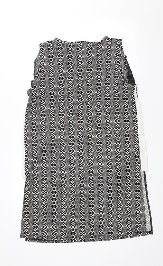 NEXT Womens Multicoloured Geometric Cotton Sheath Size 12 Scoop Neck