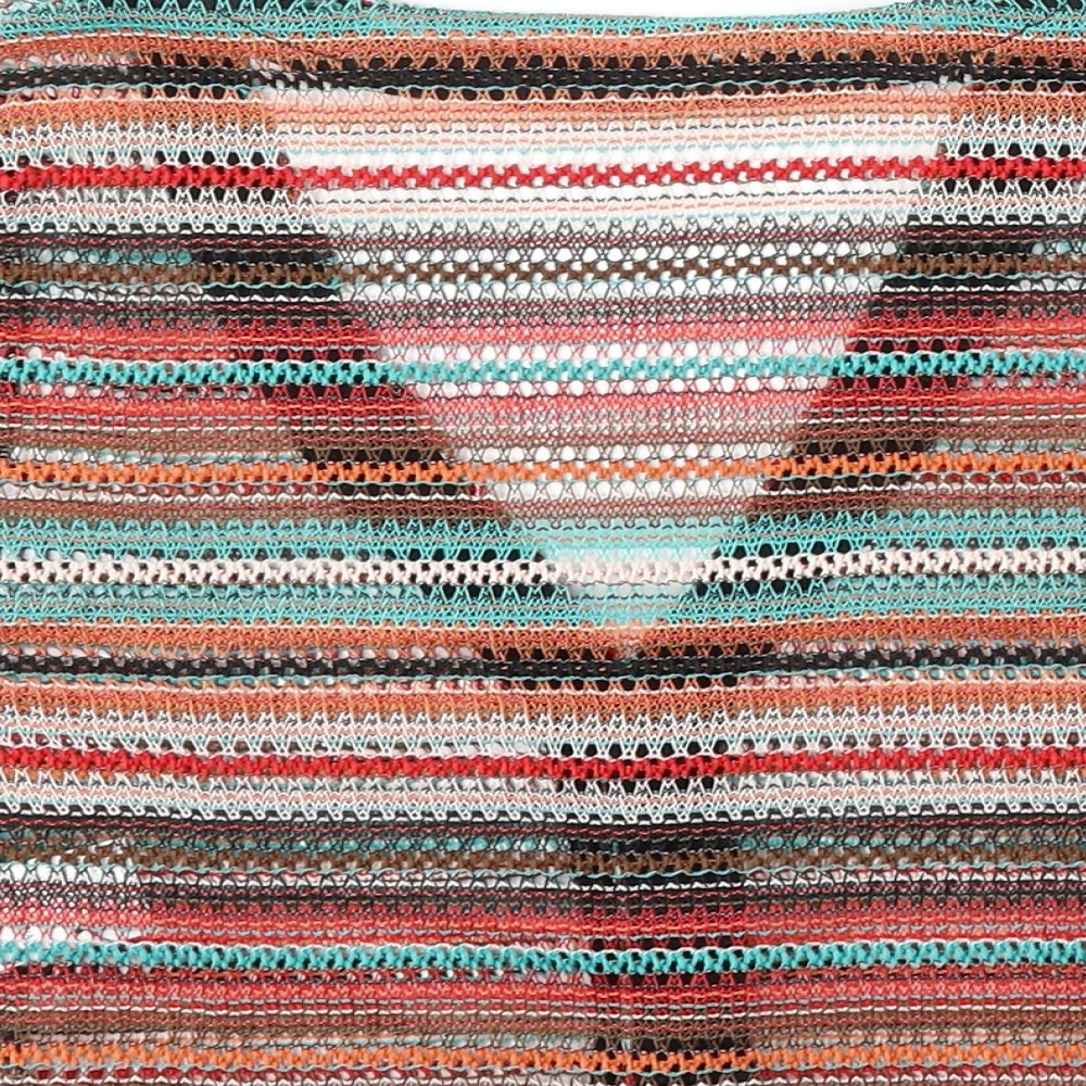 SheIn Womens Multicoloured V-Neck Striped Polyester Cardigan Jumper Size S