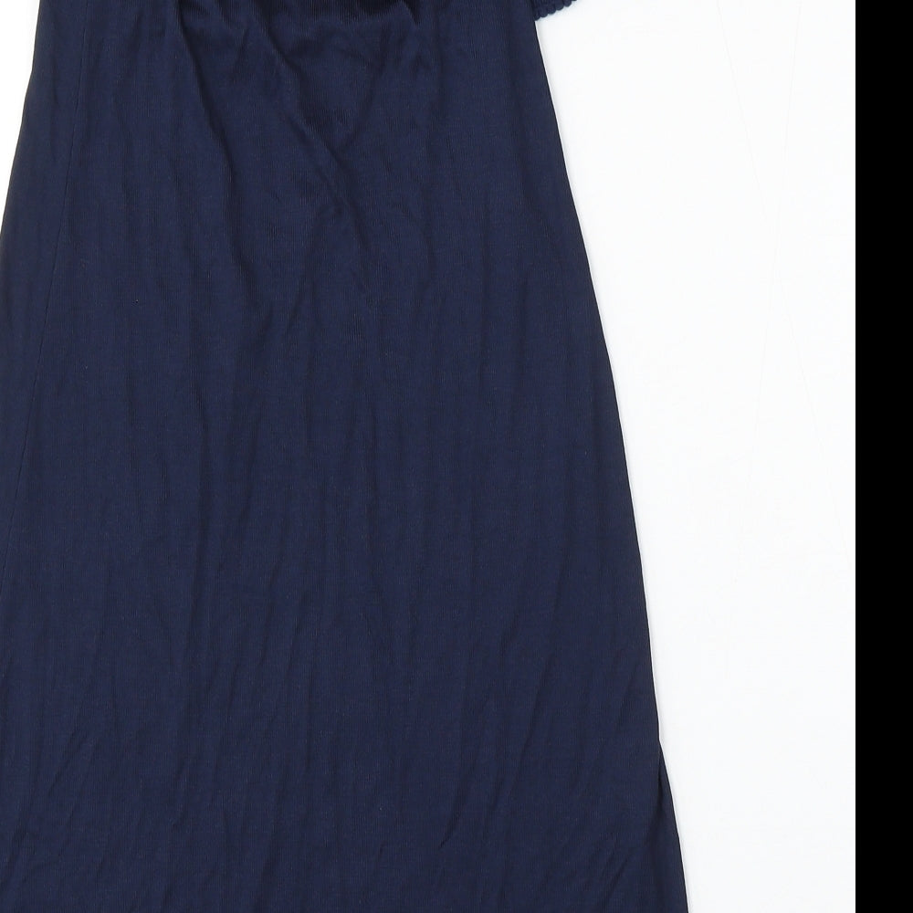 Primark Womens Blue Viscose Basic Blouse Size 4 Round Neck