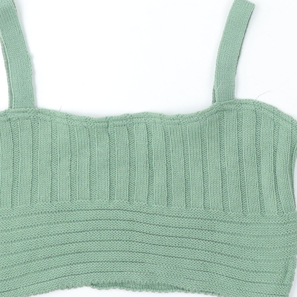 I SAW IT FIRST Womens Green Acrylic Basic Tank Size S Square Neck