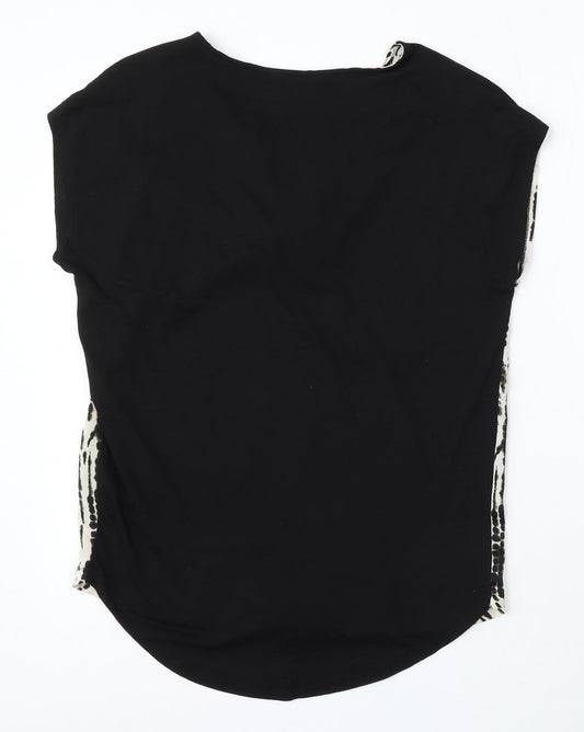 F&F Womens Black Polyester Basic Blouse Size 6 Round Neck