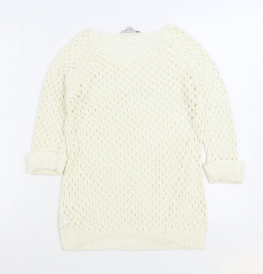 Womens UK Size S Peacocks White Pullover Jumper