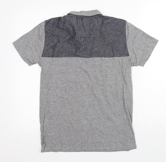 Threadbare Mens Grey Polyester Polo Size S Collared Button