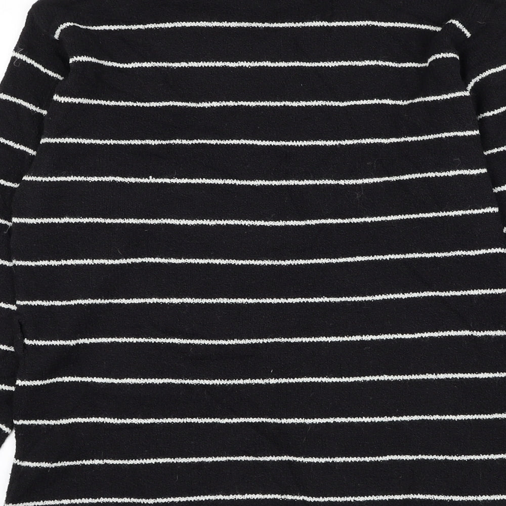 Alibi Womens Black Roll Neck Striped Acrylic Pullover Jumper Size L