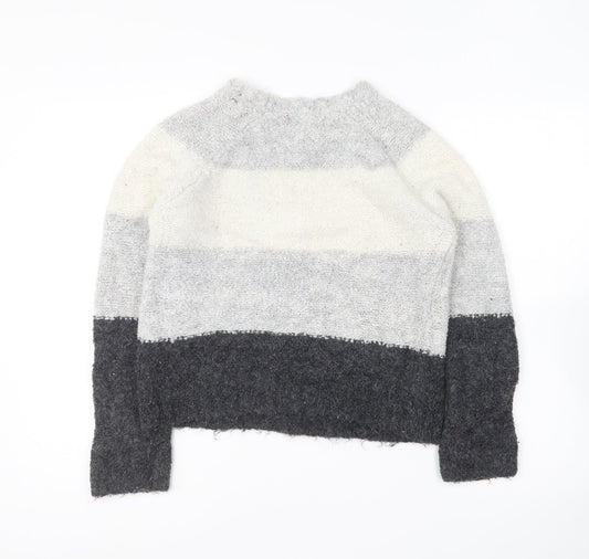 Primark Womens Grey Round Neck Camouflage Acrylic Pullover Jumper Size XS