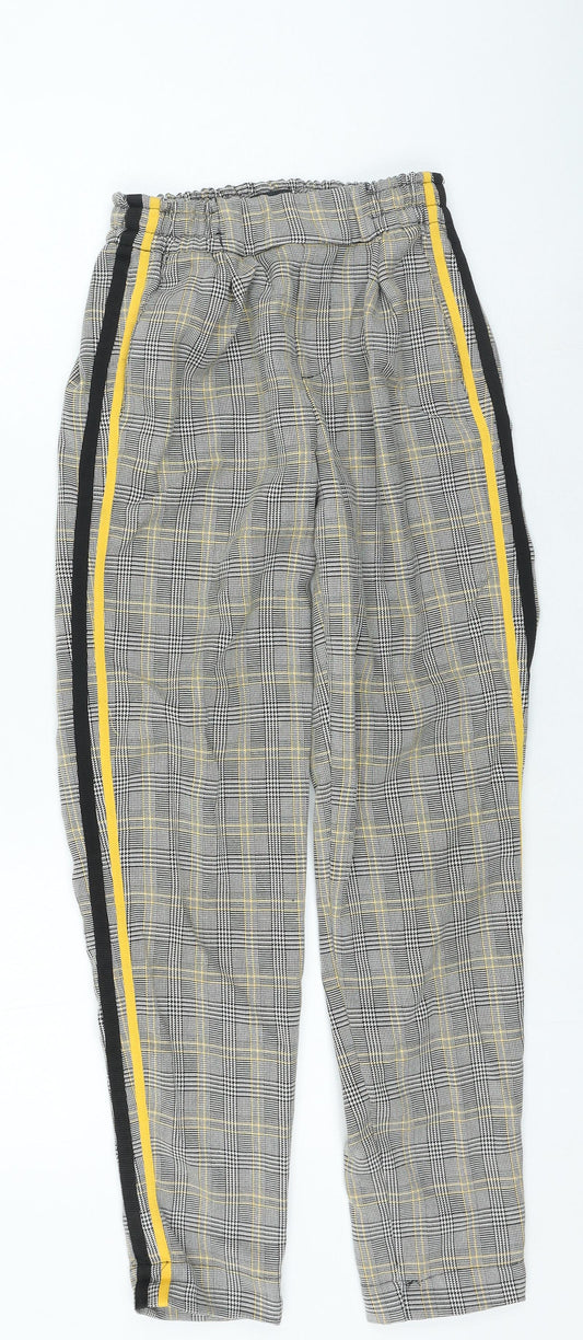 Bershka Womens Multicoloured Plaid Polyester Trousers Size XS L26 in Regular