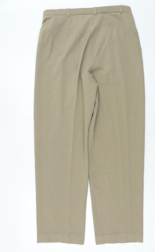 Country Casuals Womens Brown Polyester Trousers Size 14 L25 in Regular Zip
