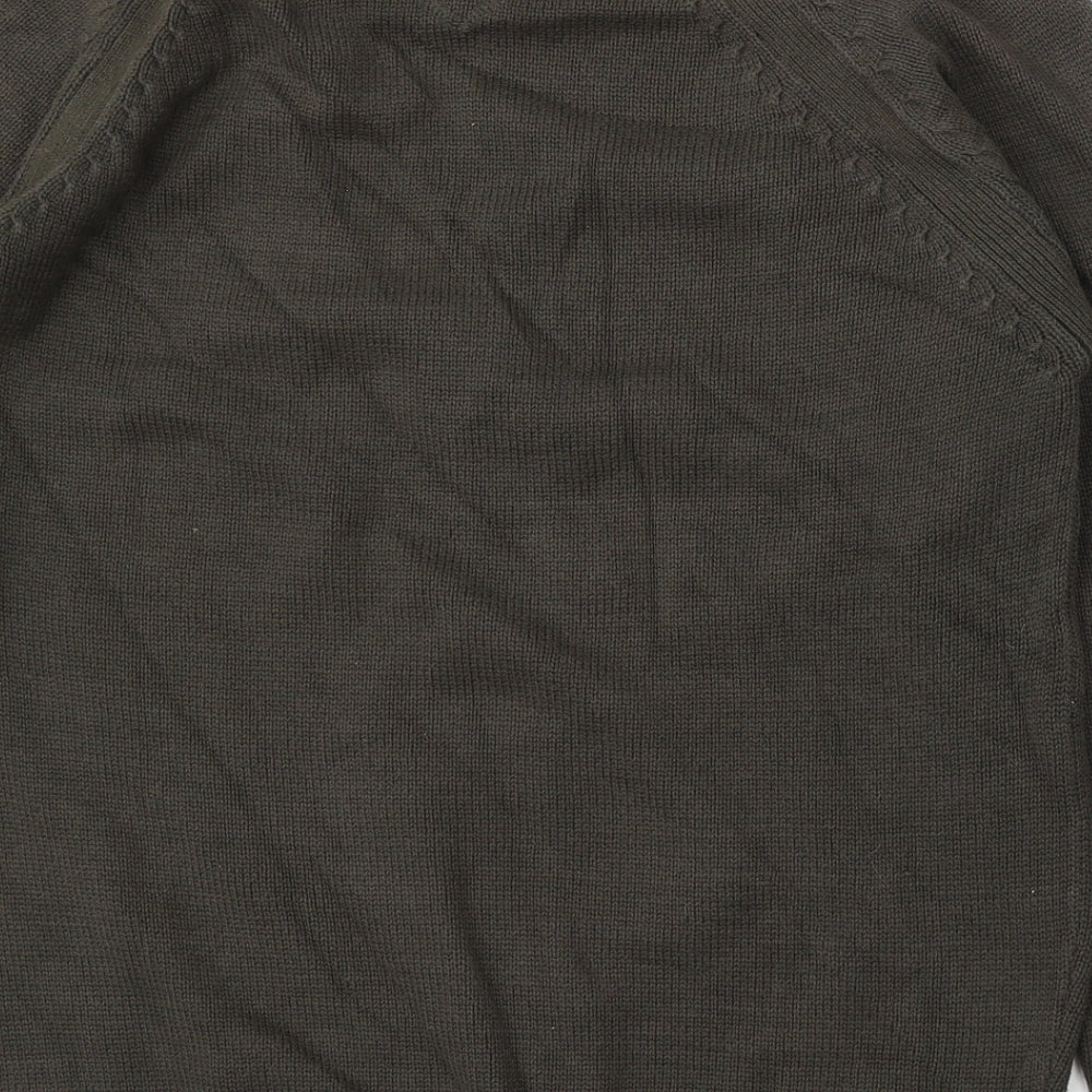 BHS Mens Green Round Neck Cotton Pullover Jumper Size S