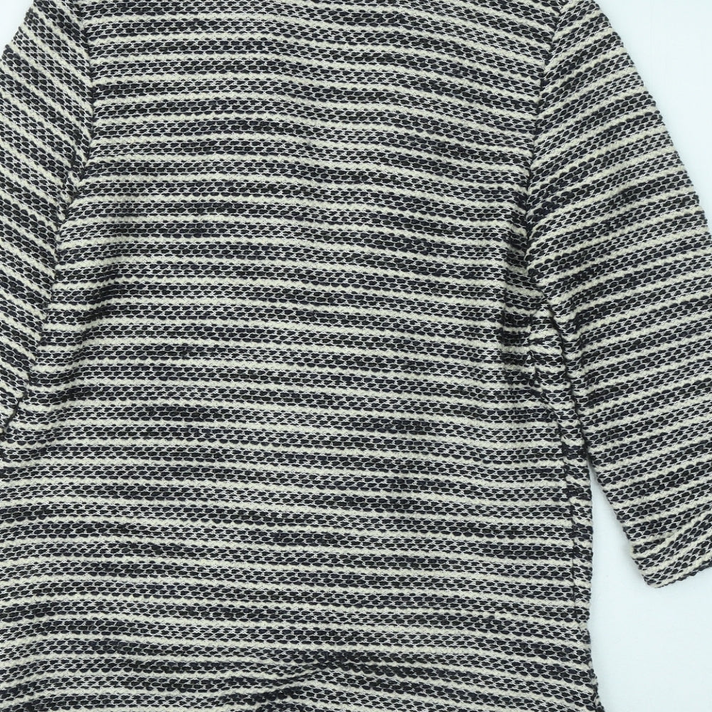 George Womens Black V-Neck Geometric Acrylic Cardigan Jumper Size 12