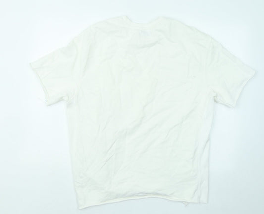 Bershka Womens White Cotton Pullover Sweatshirt Size M Pullover