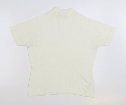 George Womens White Mock Neck Acrylic Pullover Jumper Size 14