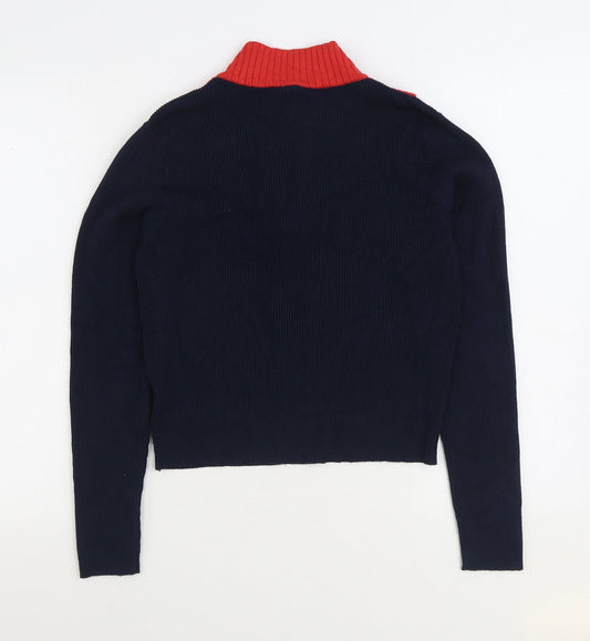 Divided by H&M Womens Multicoloured High Neck Viscose Pullover Jumper Size L