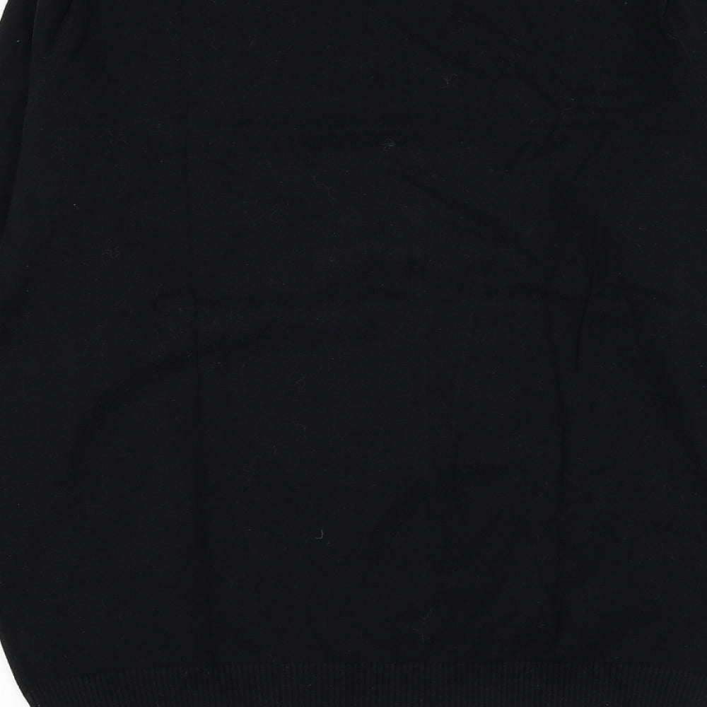 BHS Mens Black V-Neck Cotton Pullover Jumper Size S