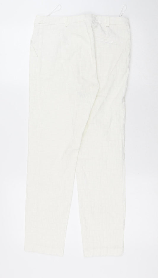 Topshop Womens White Polyester Trousers Size 8 L26 in Regular Hook & Eye