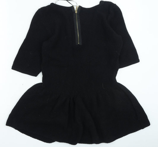 TU Womens Black Round Neck Acrylic Pullover Jumper Size 12