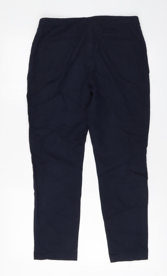 F&F Womens Blue Cotton Carrot Trousers Size 10 L26 in Regular Button