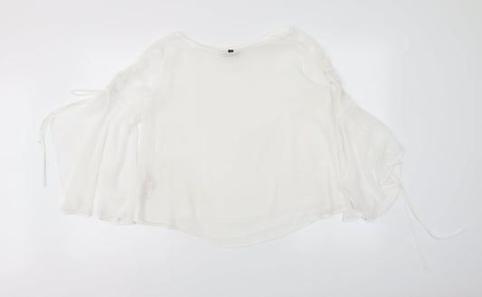 Topshop Womens White Polyester Cropped Blouse Size 8 Round Neck