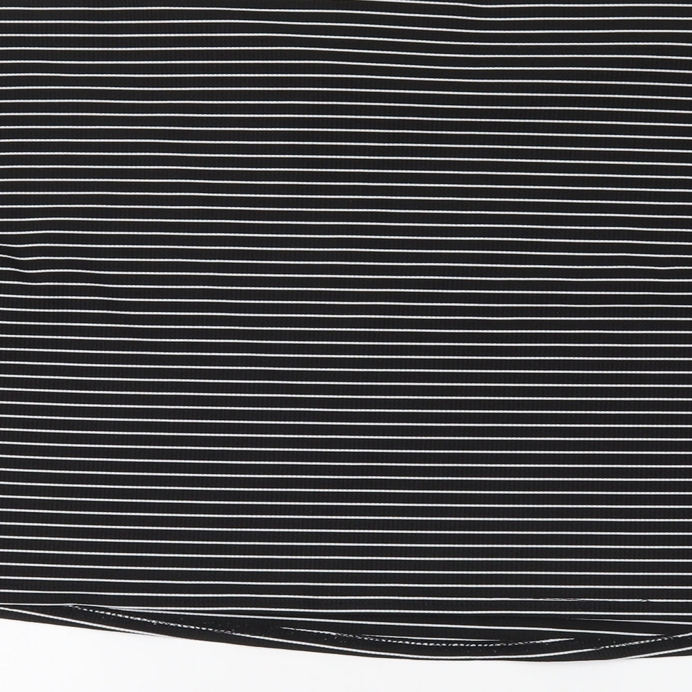Boohoo Womens Black Striped Polyester Cropped Blouse Size 16 Round Neck