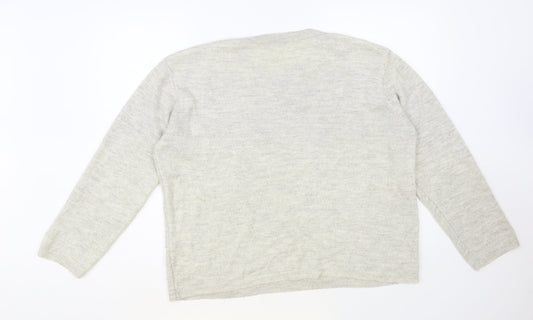 George Womens Beige Crew Neck Acrylic Pullover Jumper Size 16 - Heart