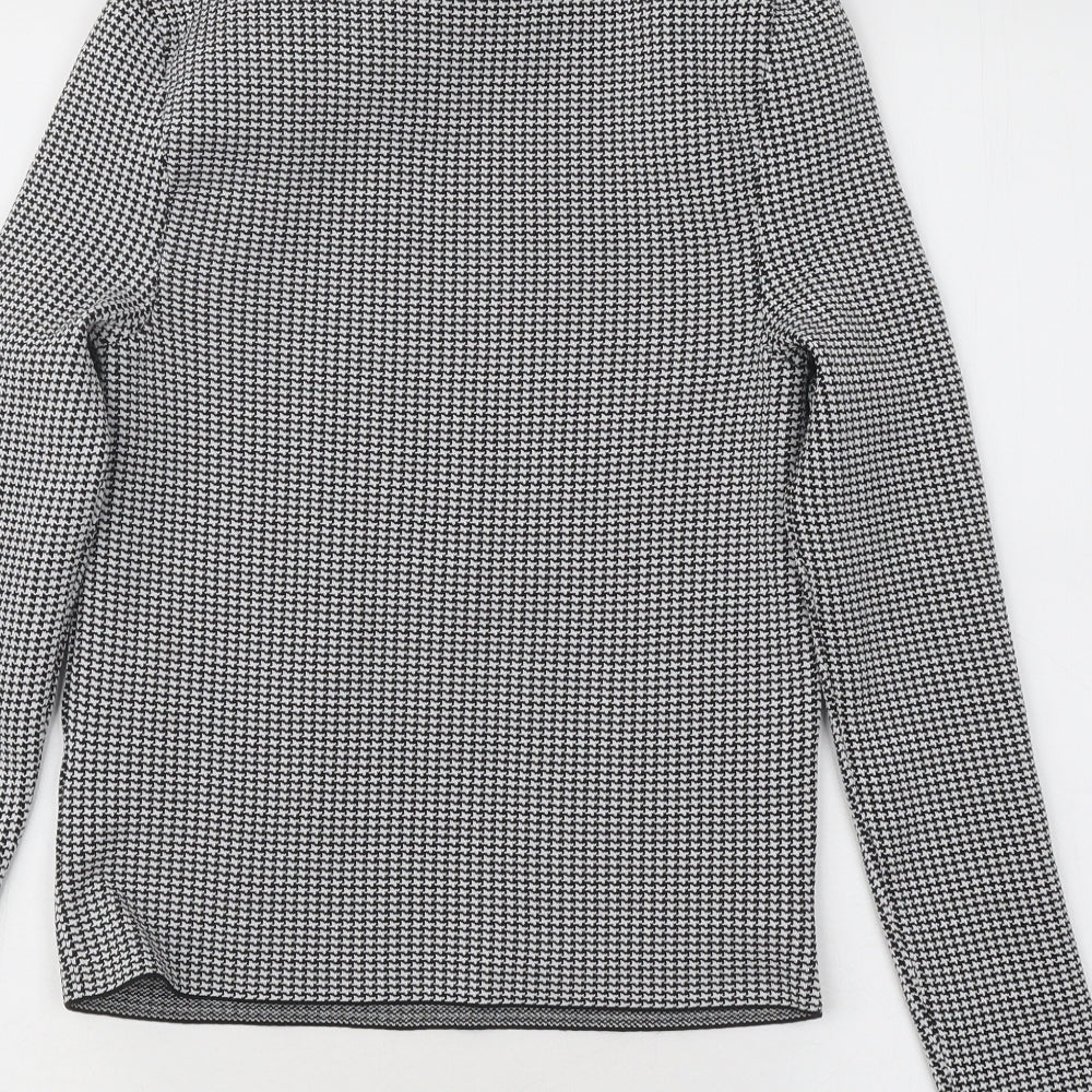 Primark Womens Black Mock Neck Geometric Polyester Pullover Jumper Size 10 - Cut Out