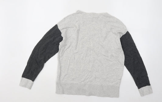 Peacocks Mens Grey Round Neck Cotton Pullover Jumper - Stars