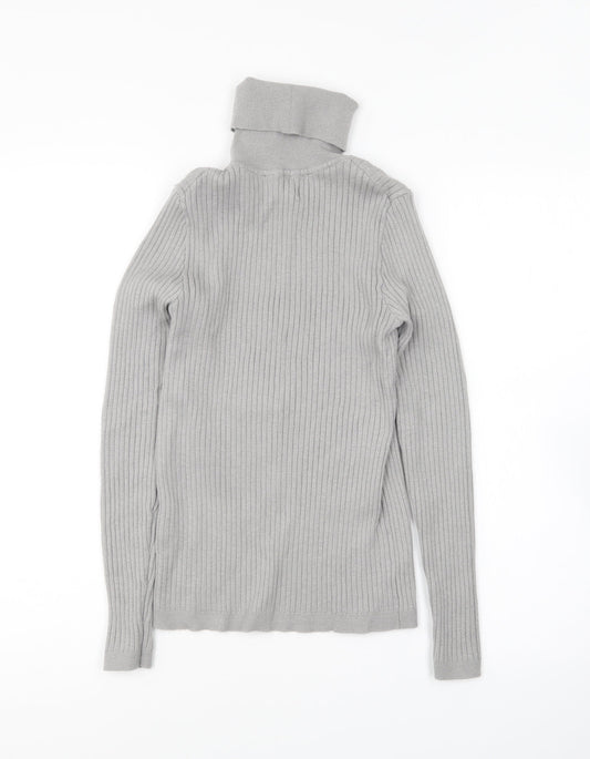 Primark Womens Grey Roll Neck Viscose Pullover Jumper Size M