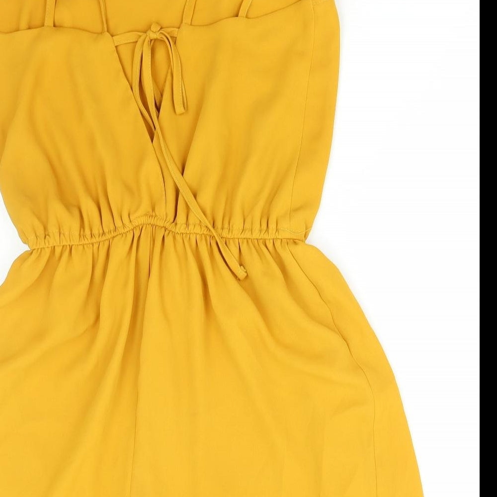 Womens UK Size S Love One-Piece Yellow Playsuit
