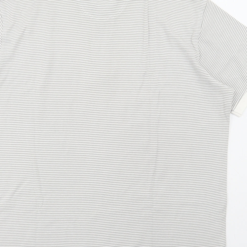 Eddie Bauer Womens Grey Striped Cotton Basic Polo Size L Collared