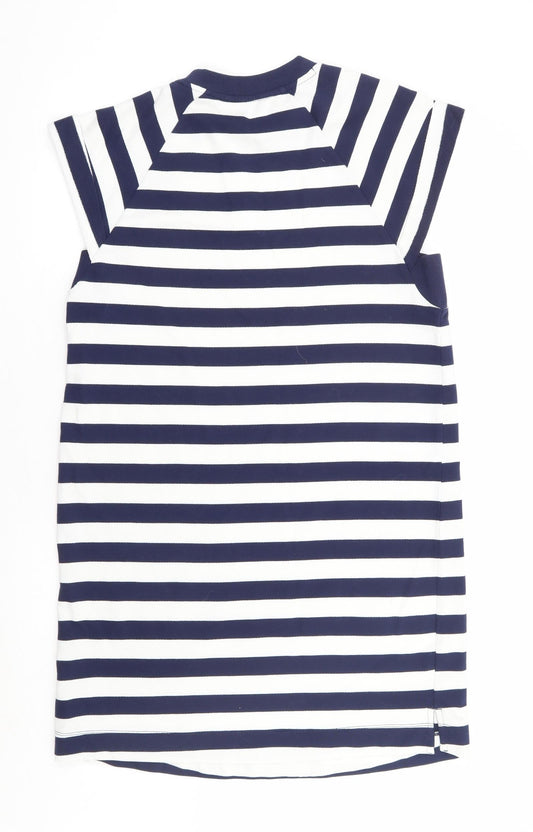 NEXT Womens Blue Striped Cotton Shift Size 12 Round Neck Pullover