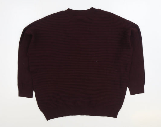 F&F Womens Purple V-Neck Viscose Pullover Jumper Size 14