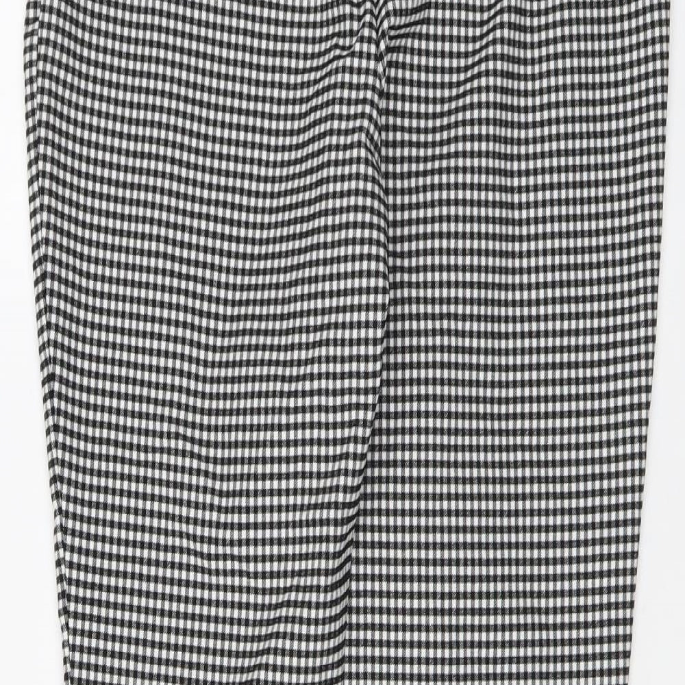 New Look Womens Black Check Cotton Chino Trousers Size 12 L30 in Regular Button