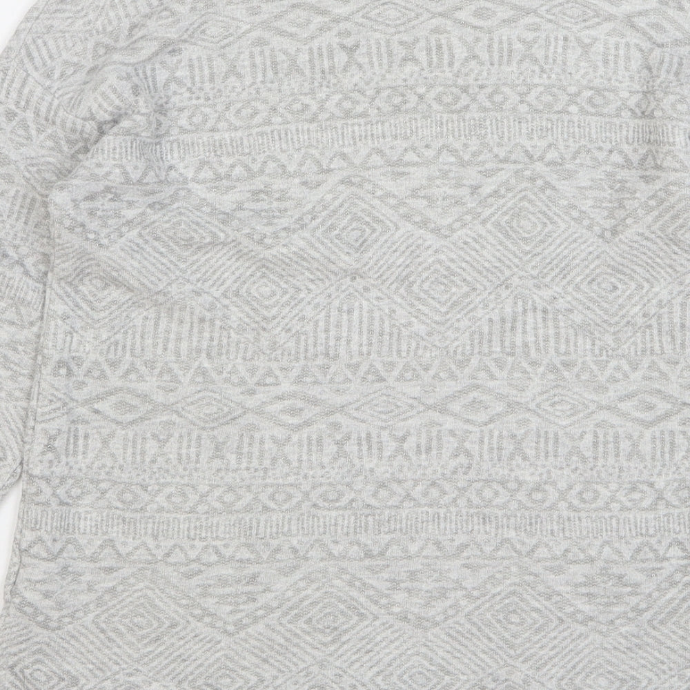 TU Womens Grey Round Neck Geometric Cotton Pullover Jumper Size 8