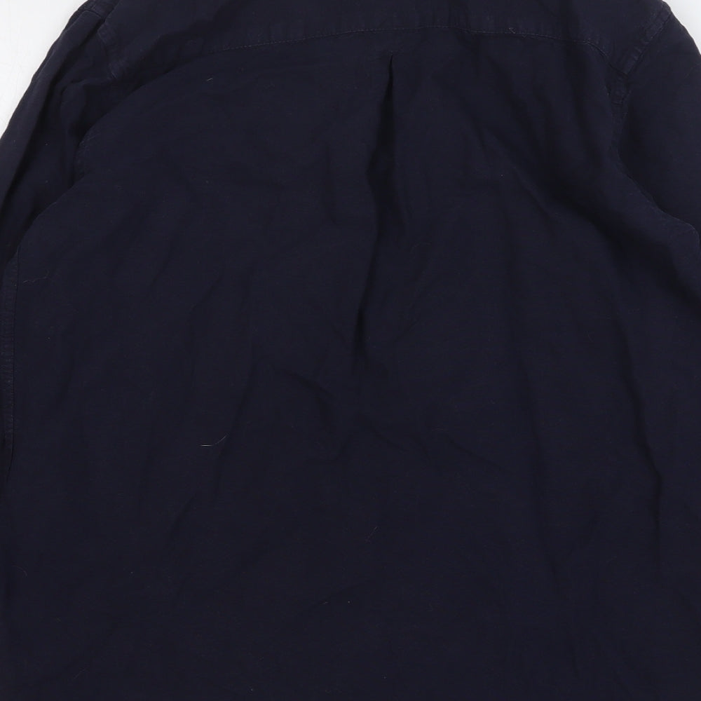 Mens UK Size M River Island Blue Button-Up Long Sleeve Casual Shirt