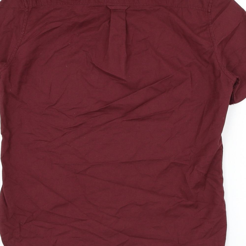 Mens UK Size S Burton Red Button-Up Short Sleeve Casual Shirt