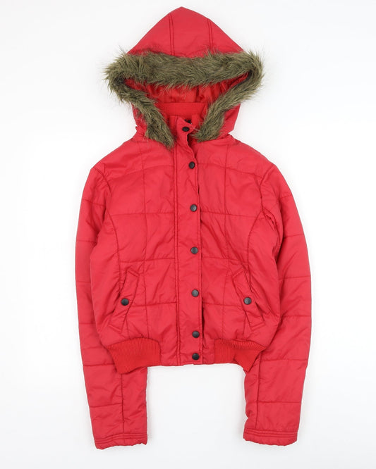 Womens UK Size 8 South Red Quilted Coat