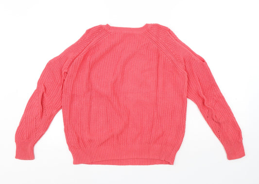 TU Womens Pink Round Neck Cotton Pullover Jumper Size 10