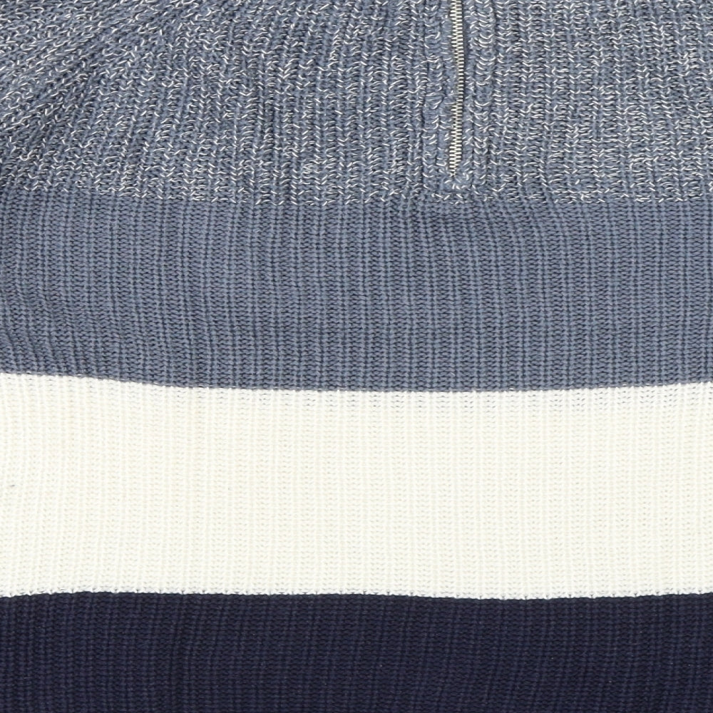 Papaya Mens Multicoloured Round Neck Striped Acrylic Pullover Jumper Size S