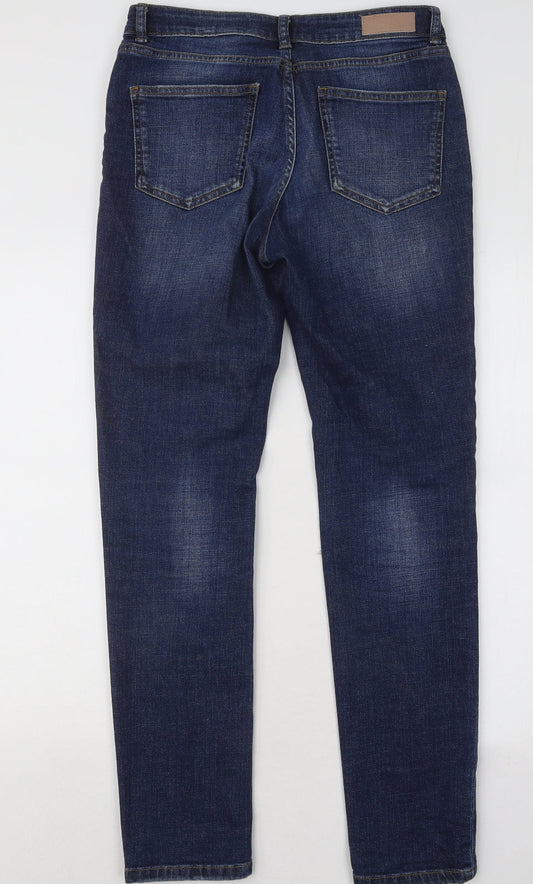NEXT Womens Blue Cotton Straight Jeans Size 8 L28 in Regular Zip