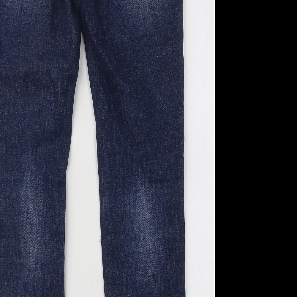 NEXT Womens Blue Cotton Straight Jeans Size 8 L28 in Regular Zip