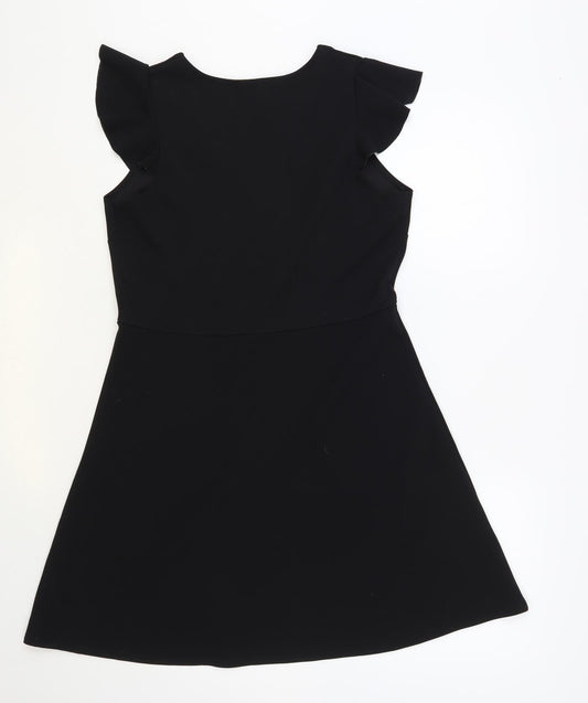 Dorothy Perkins Womens Black Polyester Fit & Flare Size 12 V-Neck Pullover