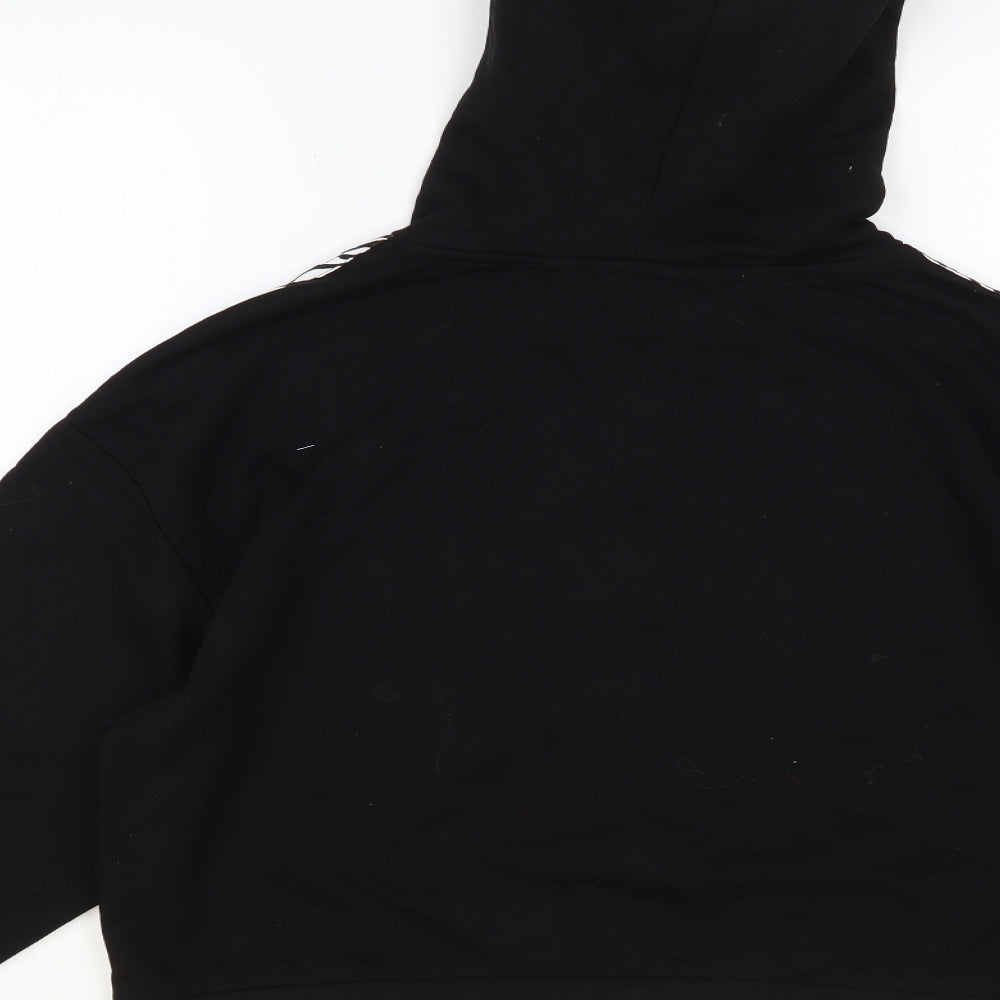 Brave Soul Womens Black Animal Print Cotton Pullover Hoodie Size M Pullover - Cropped